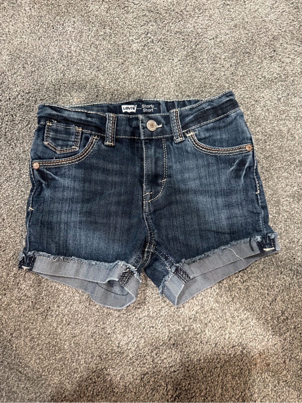 Levi's Girl Dark Blue Denim Shorty Shorts